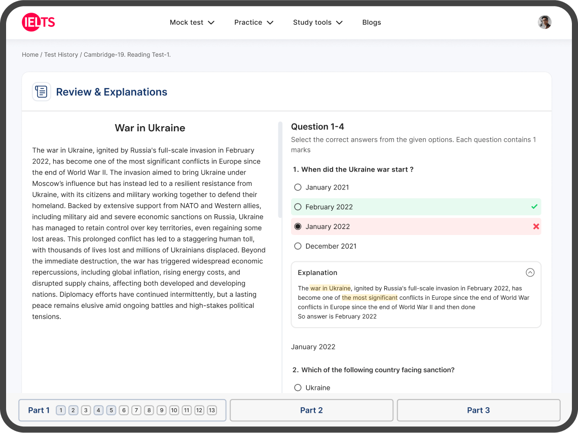 Reading Test Demo